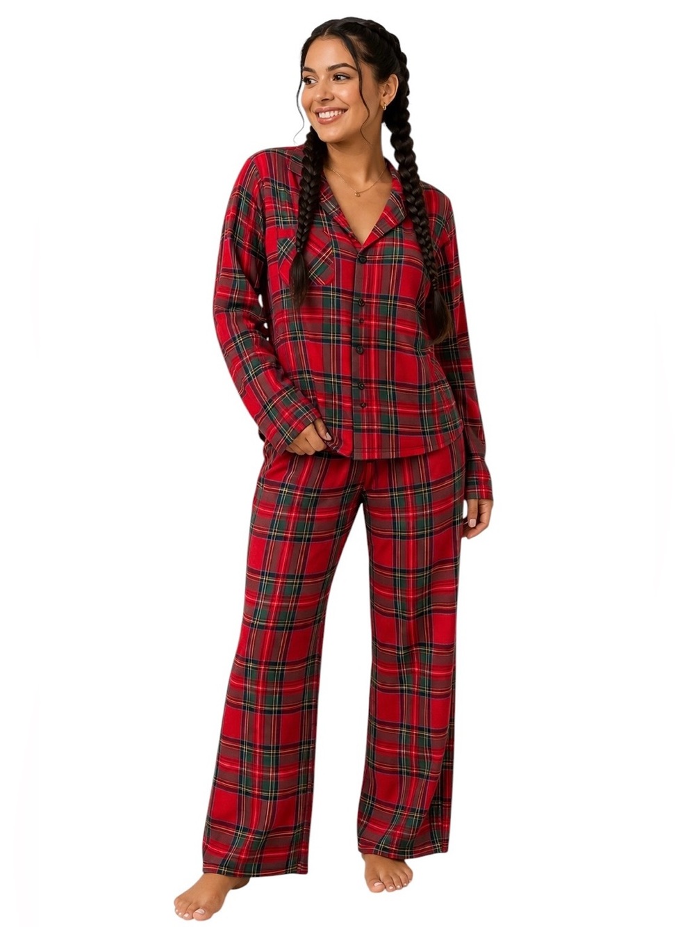OLD NAVY Plaid Flannel Pajama Set Women’s Size Small Cotton Lounge NWT